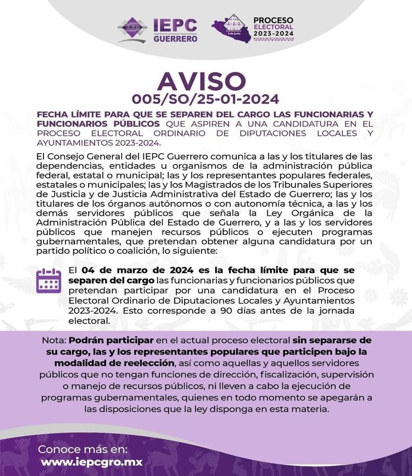 Hoy vence plazo para renuncias para cargos de elección&nbsp;popular