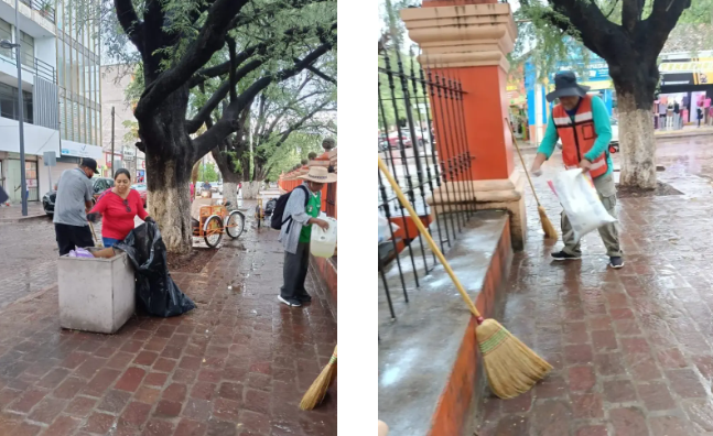 Limpieza y lavado en el Zócalo de&nbsp;Iguala