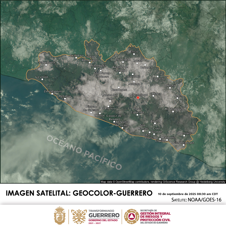 BOLETÍN METEOROLÓGICO GENERAL PARA GUERRERO ESTE 10 DE SEPTIEMBRE DE&nbsp;2025